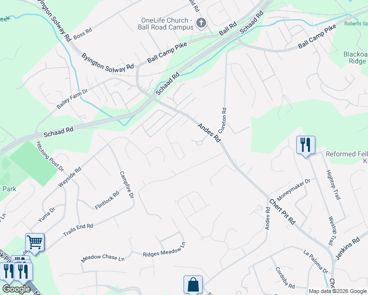map of restaurants, bars, coffee shops, grocery stores, and more near 8552 Reagan Woods Lane in Knoxville