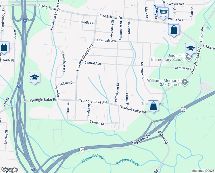 map of restaurants, bars, coffee shops, grocery stores, and more near 2923 Median Court in High Point
