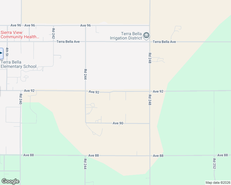 map of restaurants, bars, coffee shops, grocery stores, and more near 24608 Ave 92 in Terra Bella
