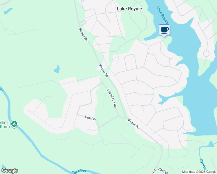 map of restaurants, bars, coffee shops, grocery stores, and more near 136 Sacred Fire Road in Louisburg