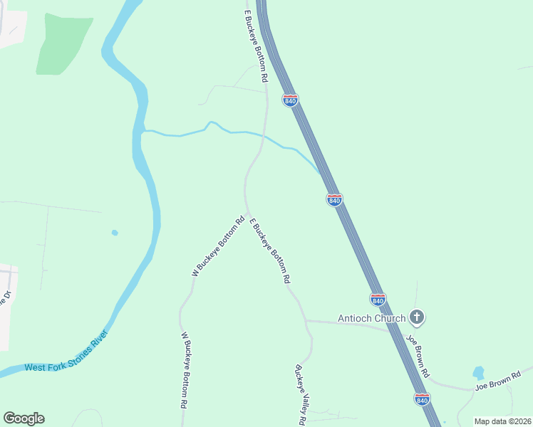 map of restaurants, bars, coffee shops, grocery stores, and more near 7146 West Buckeye Bottom Road in Murfreesboro