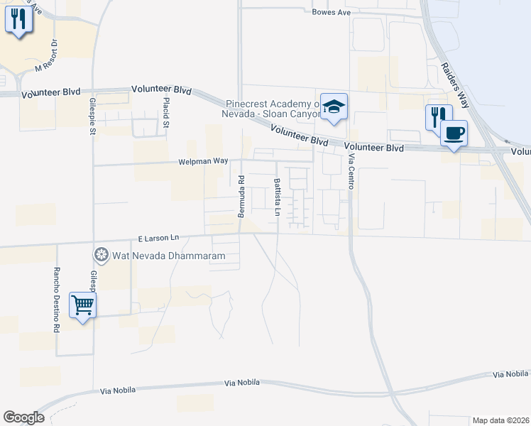 map of restaurants, bars, coffee shops, grocery stores, and more near 490 East Larson Lane in Henderson