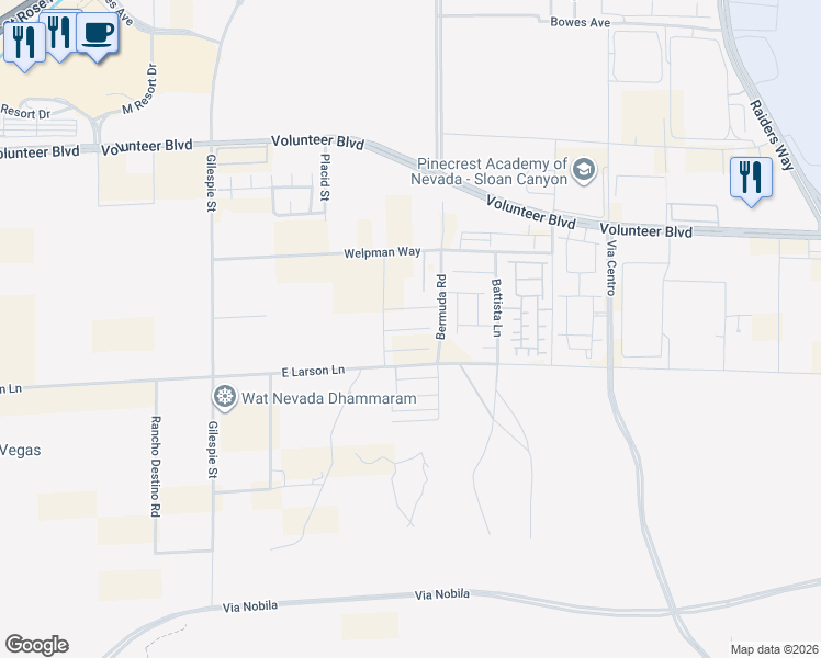 map of restaurants, bars, coffee shops, grocery stores, and more near in Las Vegas