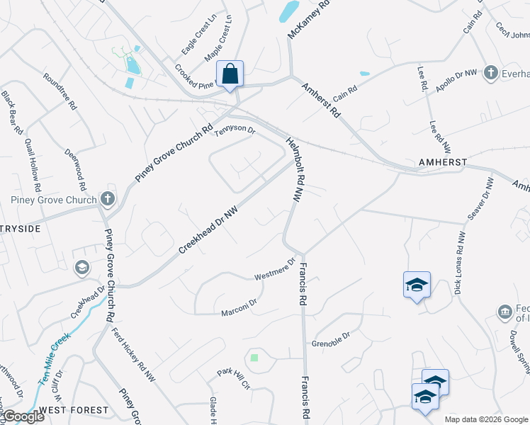 map of restaurants, bars, coffee shops, grocery stores, and more near 5450 Creekhead Cove Lane in Knoxville