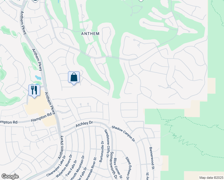 map of restaurants, bars, coffee shops, grocery stores, and more near 36 Brookridge Drive in Henderson