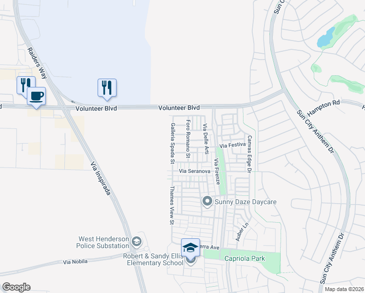 map of restaurants, bars, coffee shops, grocery stores, and more near 2619 Monte Stella Avenue in Henderson