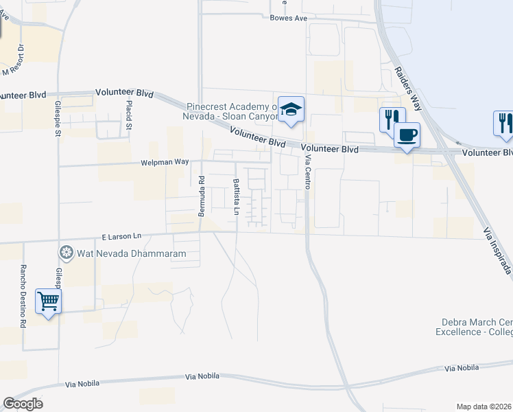 map of restaurants, bars, coffee shops, grocery stores, and more near 530 East Larson Lane in Henderson