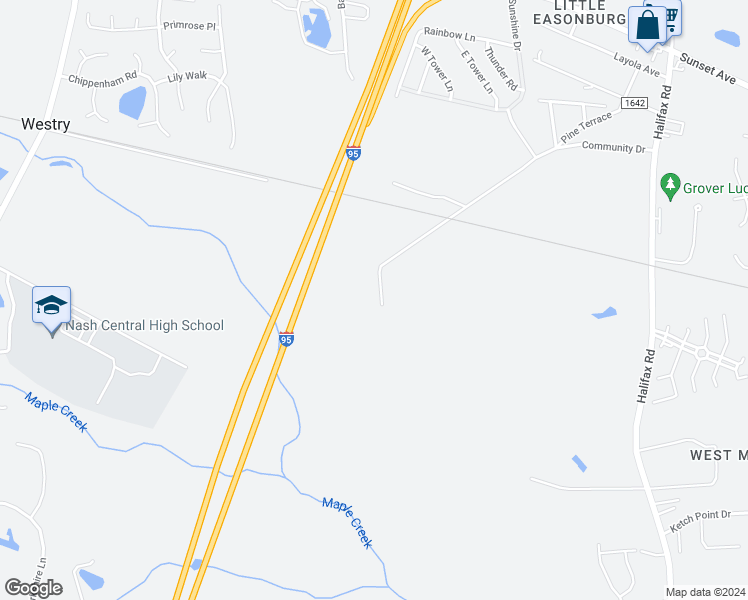 map of restaurants, bars, coffee shops, grocery stores, and more near 4937 Community Drive in Rocky Mount