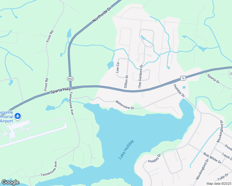 map of restaurants, bars, coffee shops, grocery stores, and more near 502 Waterview Drive in Crossville