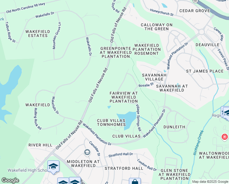 map of restaurants, bars, coffee shops, grocery stores, and more near 2538 Village Manor Way in Raleigh