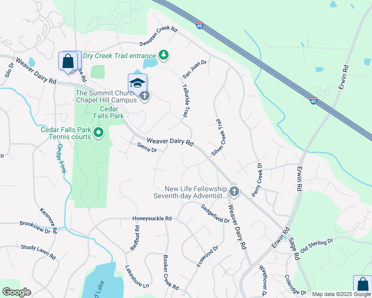 map of restaurants, bars, coffee shops, grocery stores, and more near 112 Millbrae Lane in Chapel Hill