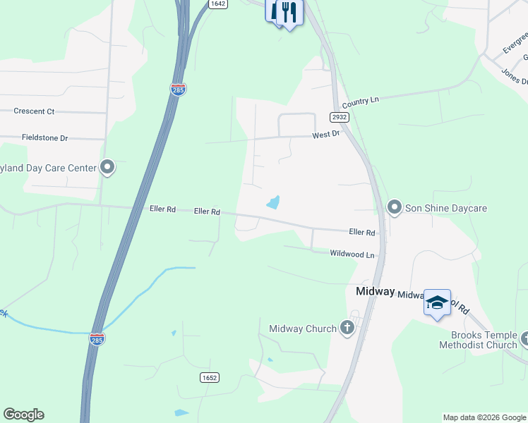 map of restaurants, bars, coffee shops, grocery stores, and more near 101 Lake Street in Winston-Salem