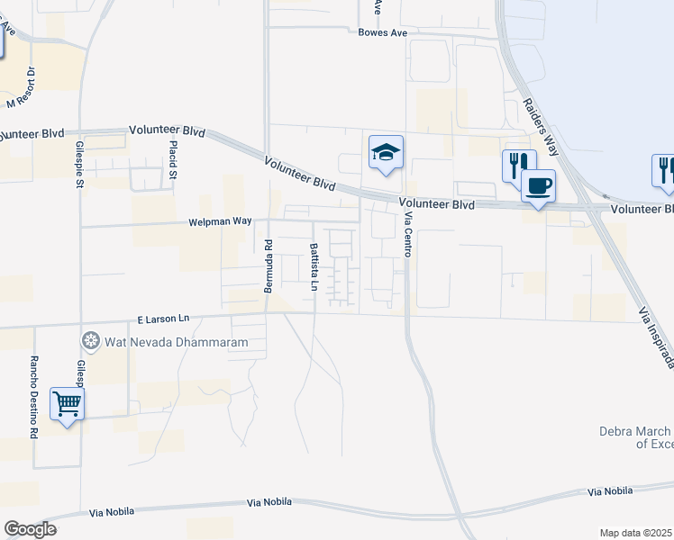 map of restaurants, bars, coffee shops, grocery stores, and more near 12740 Battista Lane in Henderson