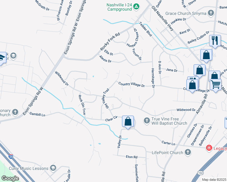 map of restaurants, bars, coffee shops, grocery stores, and more near 805 Clouddale Court in Smyrna