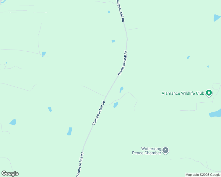 map of restaurants, bars, coffee shops, grocery stores, and more near Thompson Mill Road in Alamance County