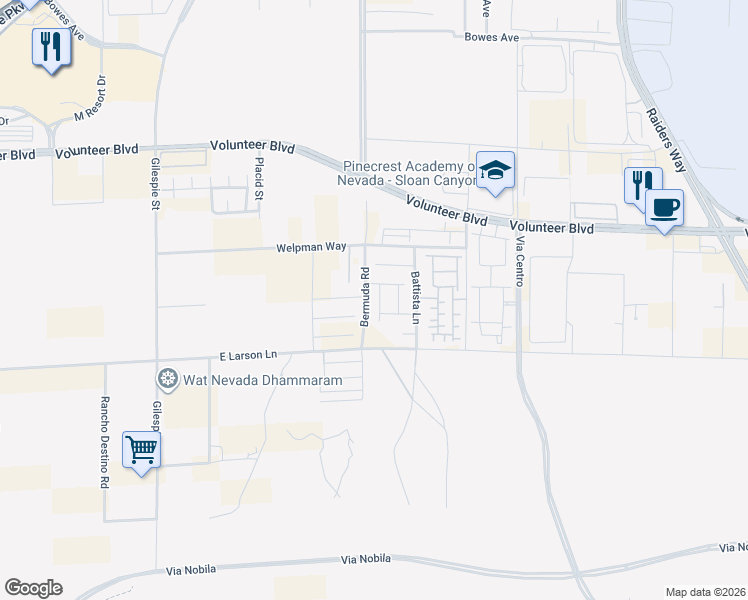 map of restaurants, bars, coffee shops, grocery stores, and more near 12767 Silver Queen Street in Henderson