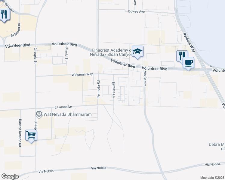 map of restaurants, bars, coffee shops, grocery stores, and more near 12763 Battista Lane in Henderson
