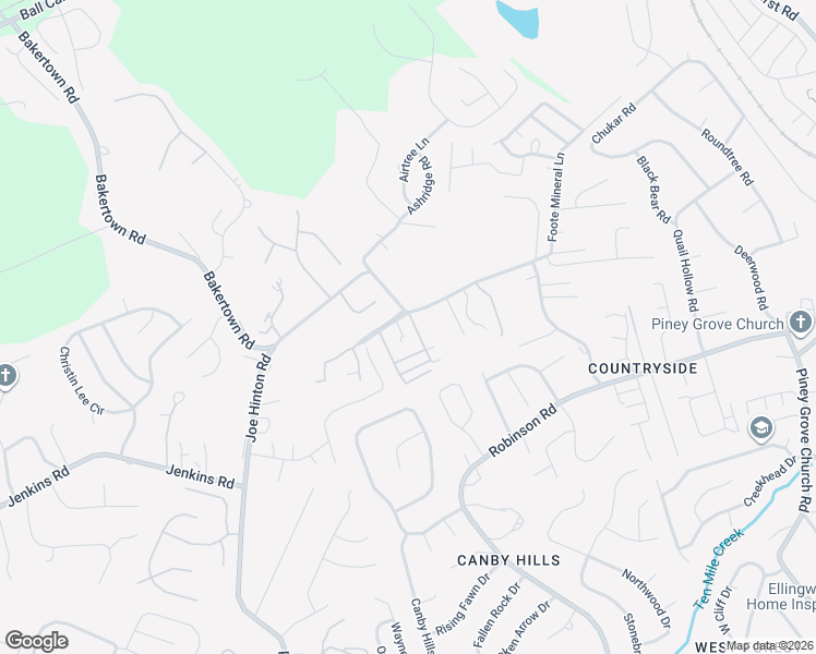 map of restaurants, bars, coffee shops, grocery stores, and more near 2626 Bakertown Road in Knoxville