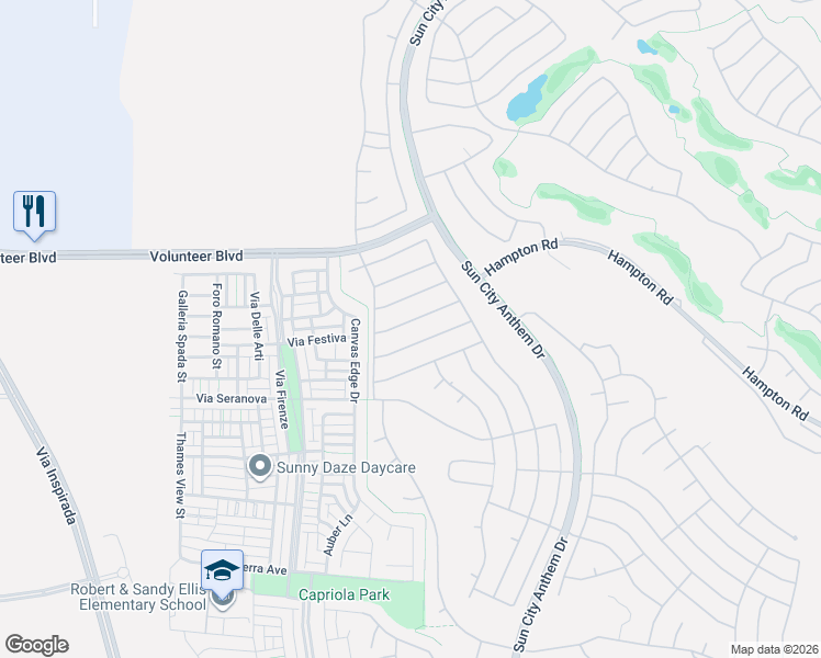 map of restaurants, bars, coffee shops, grocery stores, and more near 3038 Canal Walk Road in Henderson