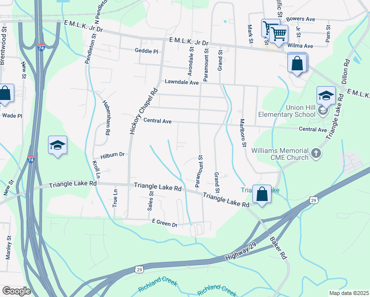 map of restaurants, bars, coffee shops, grocery stores, and more near 2917 Station Court in High Point