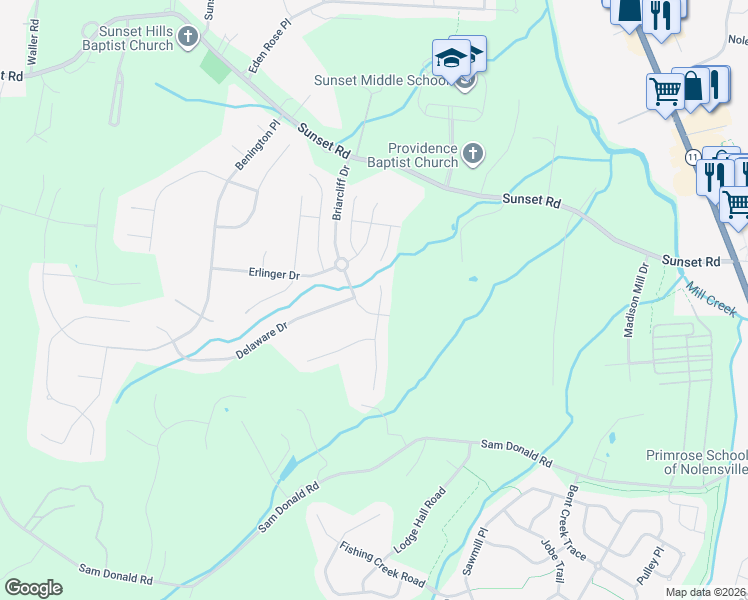 map of restaurants, bars, coffee shops, grocery stores, and more near 2208 Carouth Court in Nolensville