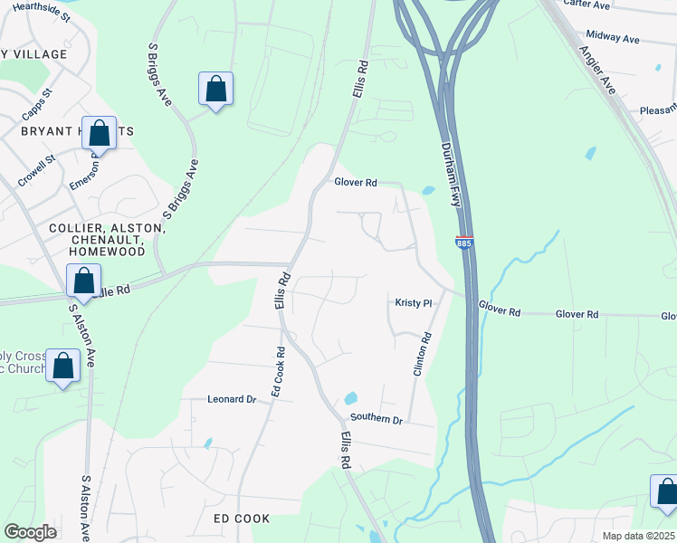 map of restaurants, bars, coffee shops, grocery stores, and more near 1407 Scholar Drive in Durham