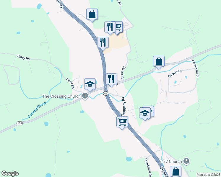 map of restaurants, bars, coffee shops, grocery stores, and more near 1401 Tennessee 66 in Kodak