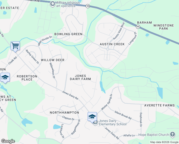 map of restaurants, bars, coffee shops, grocery stores, and more near 1001 Jumper Drive in Wake Forest