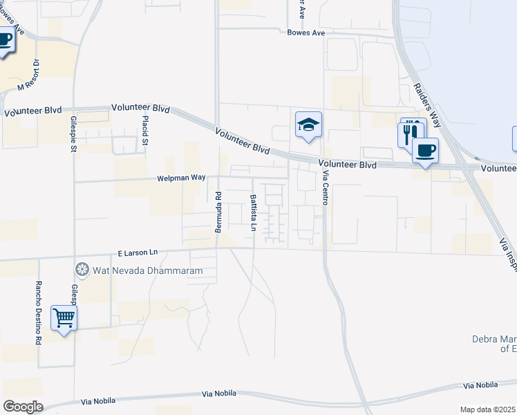 map of restaurants, bars, coffee shops, grocery stores, and more near 12756 Battista Lane in Henderson