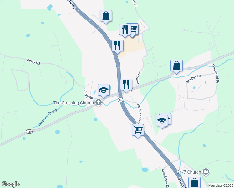 map of restaurants, bars, coffee shops, grocery stores, and more near 1401 Tennessee 66 in Kodak