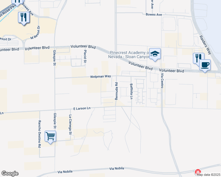 map of restaurants, bars, coffee shops, grocery stores, and more near 12780 South Davis Wright Court in Las Vegas