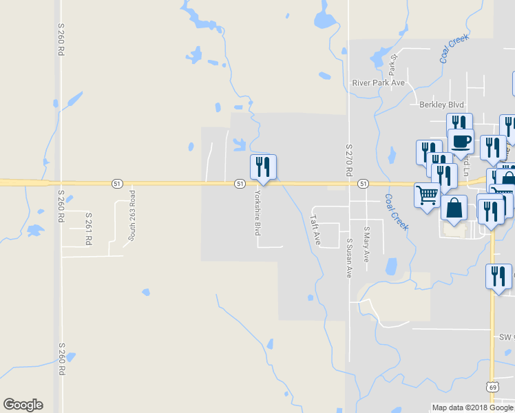 map of restaurants, bars, coffee shops, grocery stores, and more near 308 Yorkshire Boulevard in Wagoner