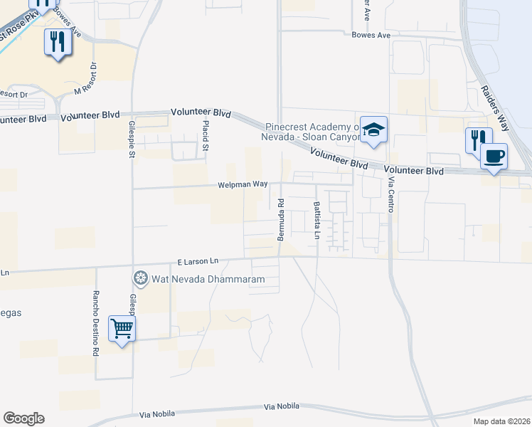 map of restaurants, bars, coffee shops, grocery stores, and more near 12780 South Davis Wright Court in Las Vegas