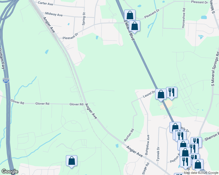 map of restaurants, bars, coffee shops, grocery stores, and more near 927 Jones Circle in Durham