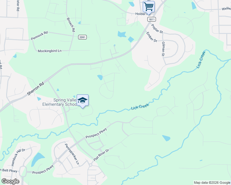 map of restaurants, bars, coffee shops, grocery stores, and more near 1011 Sherron Road in Durham