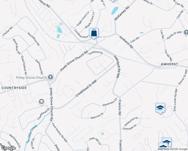 map of restaurants, bars, coffee shops, grocery stores, and more near 5936 Tennyson Drive in Knoxville