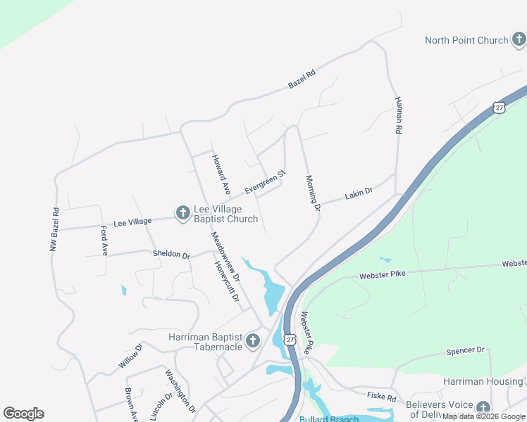 map of restaurants, bars, coffee shops, grocery stores, and more near 215 McCarroll Avenue in Harriman