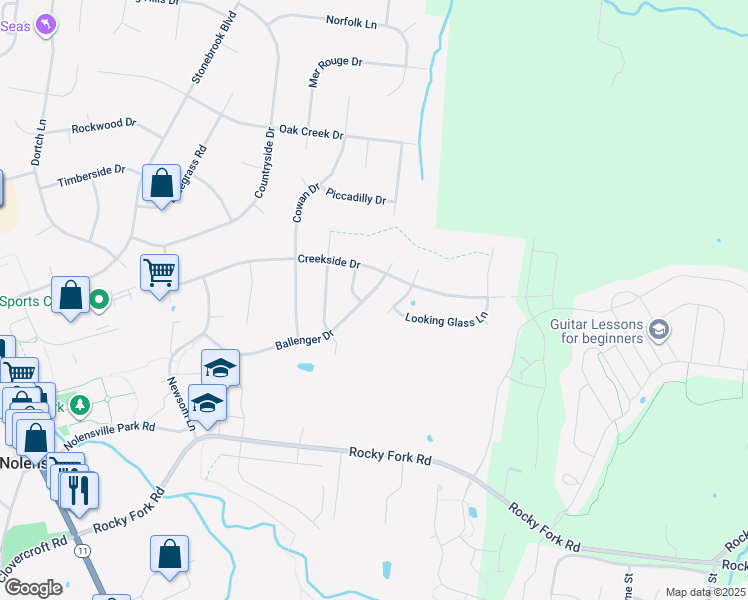 map of restaurants, bars, coffee shops, grocery stores, and more near 3137 Ballenger Drive in Nolensville