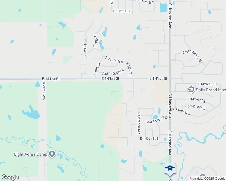 map of restaurants, bars, coffee shops, grocery stores, and more near East 141st Street in Bixby