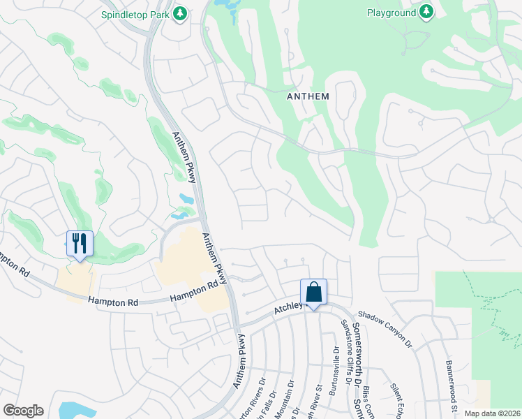 map of restaurants, bars, coffee shops, grocery stores, and more near 17 Chatmoss Road in Henderson