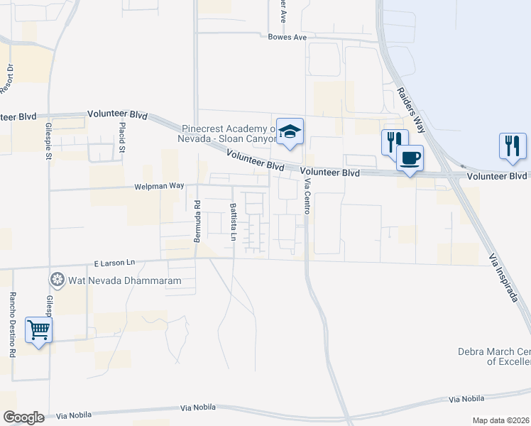 map of restaurants, bars, coffee shops, grocery stores, and more near 12748 Feathersong in Henderson