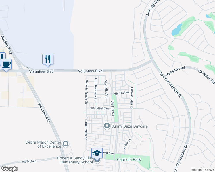 map of restaurants, bars, coffee shops, grocery stores, and more near 3175 Palazzo Reale Avenue in Henderson