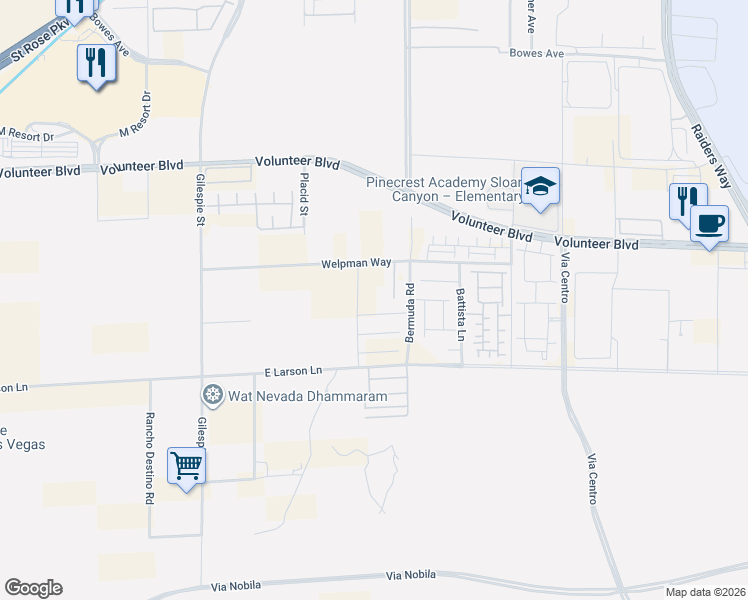 map of restaurants, bars, coffee shops, grocery stores, and more near 360 Mullen Avenue in Las Vegas