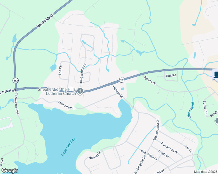 map of restaurants, bars, coffee shops, grocery stores, and more near 1177 Sparta Highway in Crossville