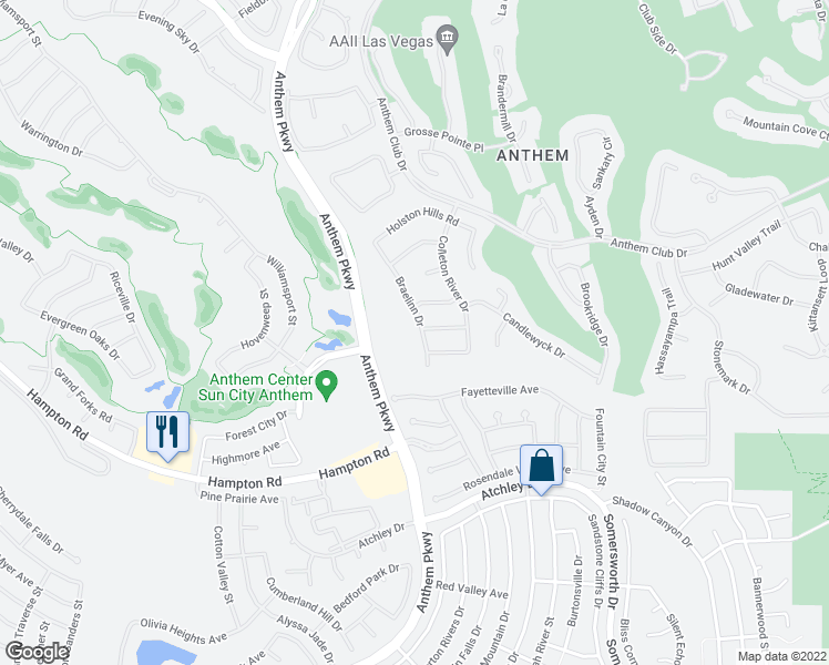 map of restaurants, bars, coffee shops, grocery stores, and more near 39 Braelinn Drive in Henderson
