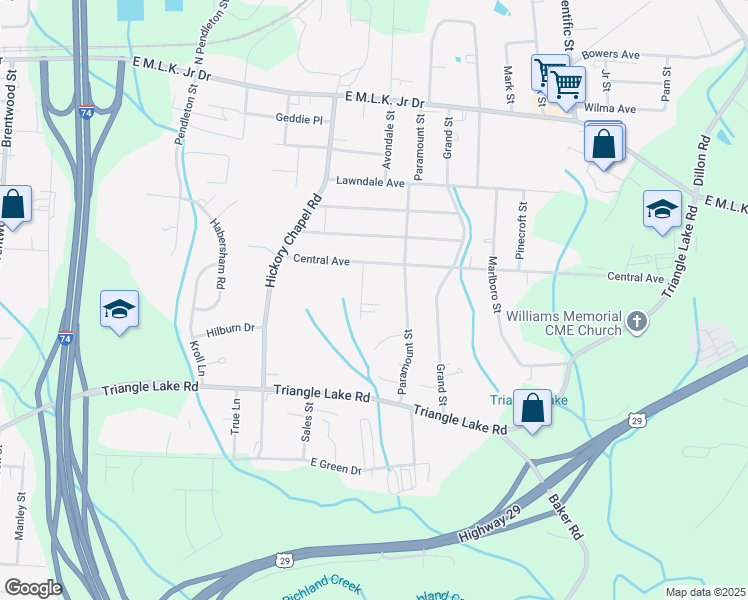 map of restaurants, bars, coffee shops, grocery stores, and more near 2917 Station Court in High Point