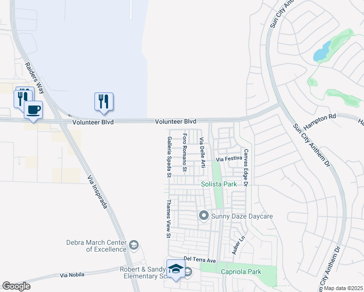 map of restaurants, bars, coffee shops, grocery stores, and more near 3195 Palazzo Reale Avenue in Henderson