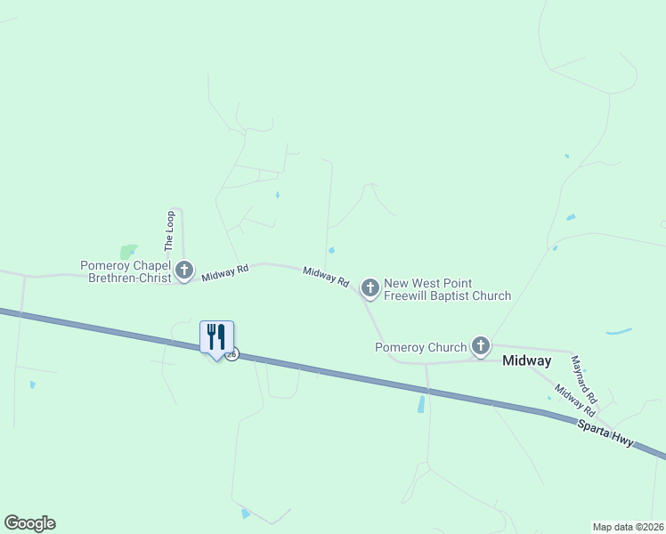 map of restaurants, bars, coffee shops, grocery stores, and more near 2385 Midway Road in Smithville