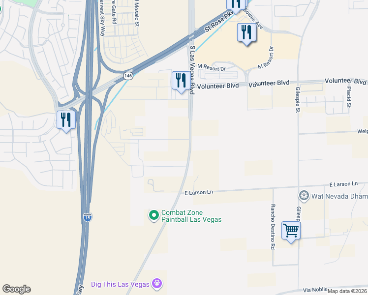 map of restaurants, bars, coffee shops, grocery stores, and more near 12734 Las Vegas Boulevard South in Henderson