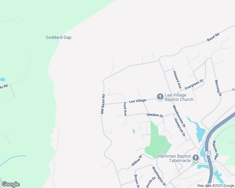 map of restaurants, bars, coffee shops, grocery stores, and more near 109 Anzie Way in Harriman